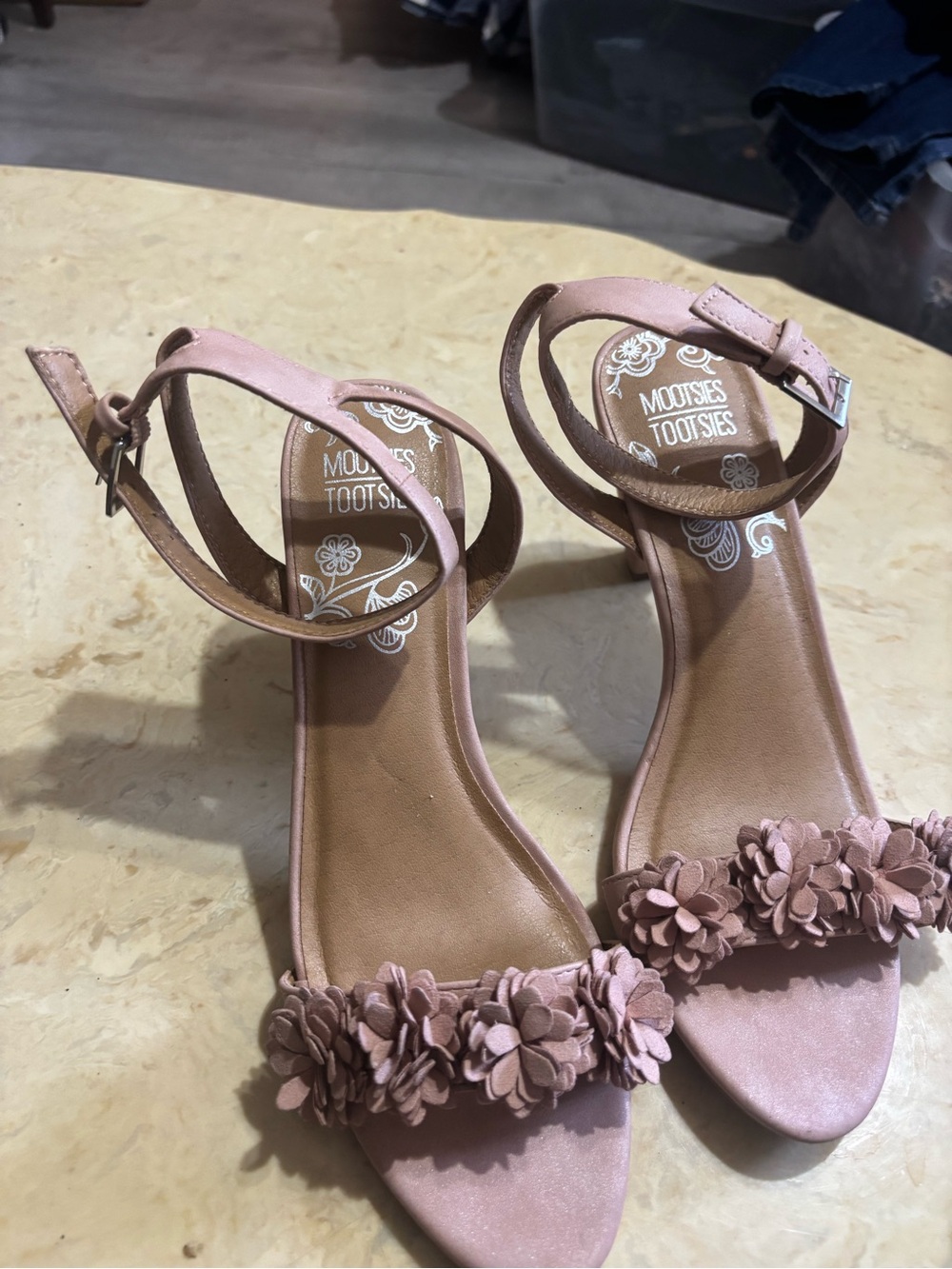 Mootsies Tootsies Dusty Pink Floral Ankle-Strap Heels